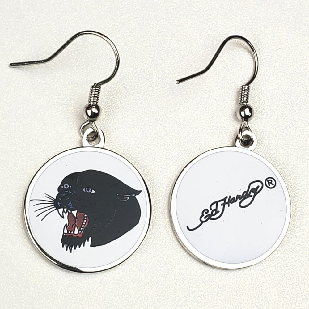 ED HARDY VINTAGE Style Earrings /Panther Hoop Earrings